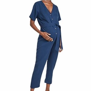 Hatch Noelle Linen blend maternity jumpsuit size I/S